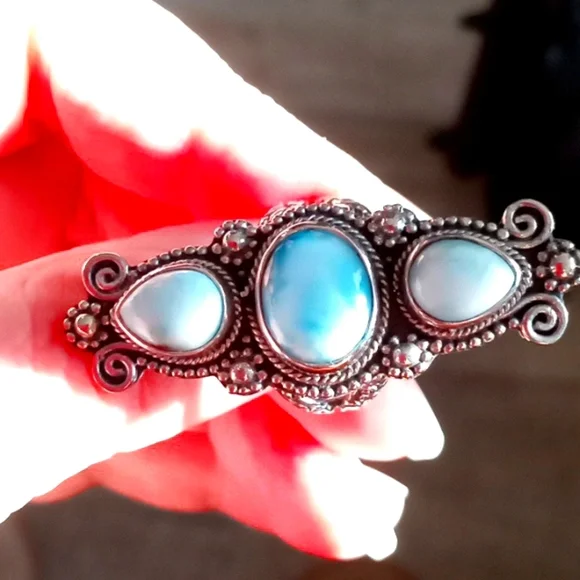 BALI LEGACY LARIMAR 3 STONE RING - Picture 2 of 10